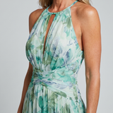 Halter-midi mekko kukkakuviolla
