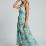 Halter-midi mekko kukkakuviolla