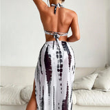 Halter-Neck Cutout Tie-Dye Kupaci Kostim i Plažna Haljina