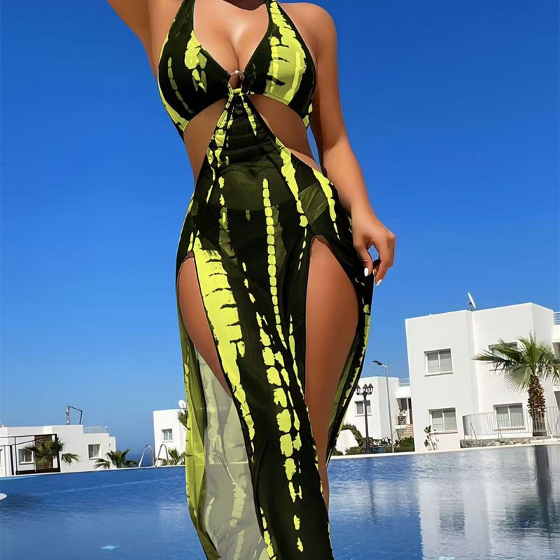 Halter-Neck Cutout Tie-Dye Kupaci Kostim i Plažna Haljina